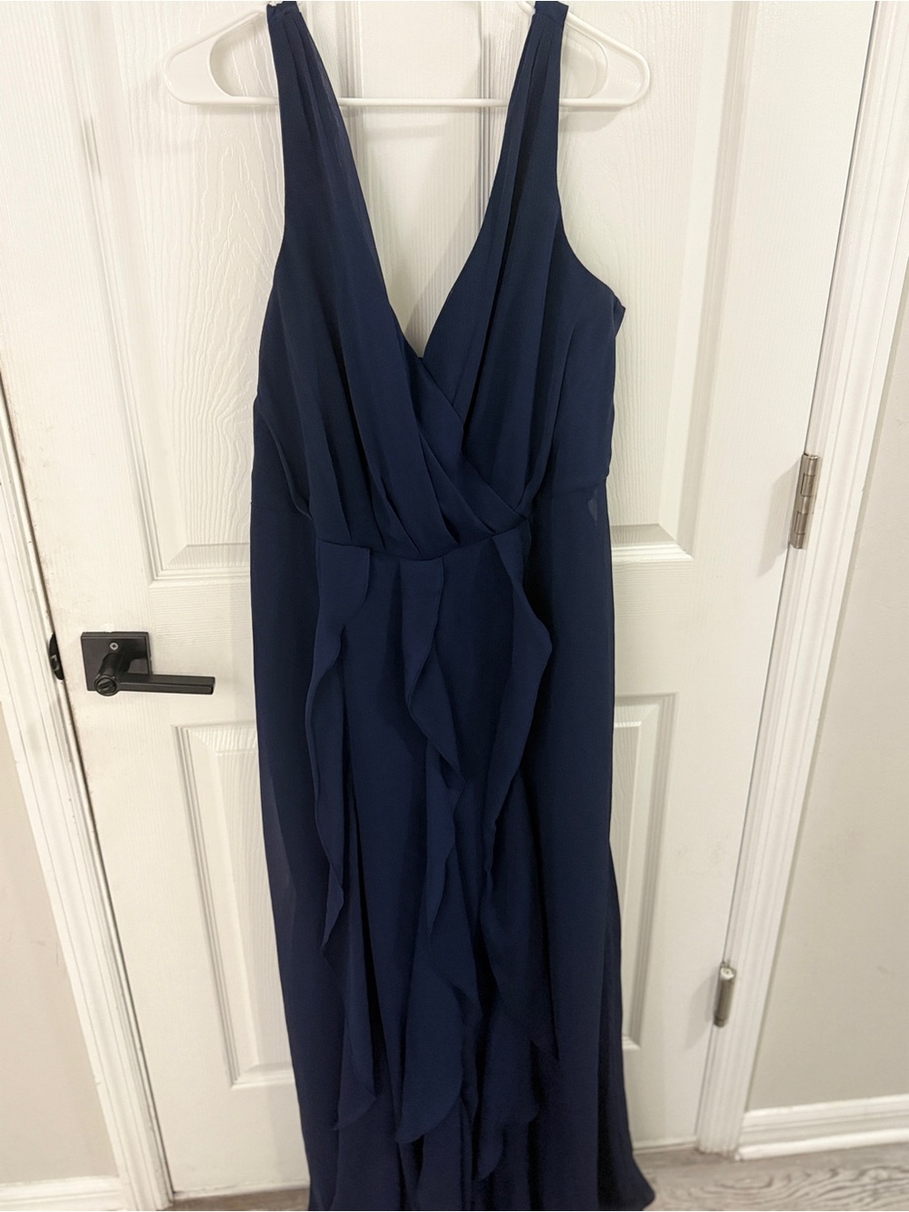 White by Vera Wang Navy Chiffon Maxi Gown Sz 18 Plus Formal Bridesmaid